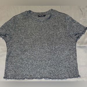 Charcoal Lettuce-Edge Crop Top